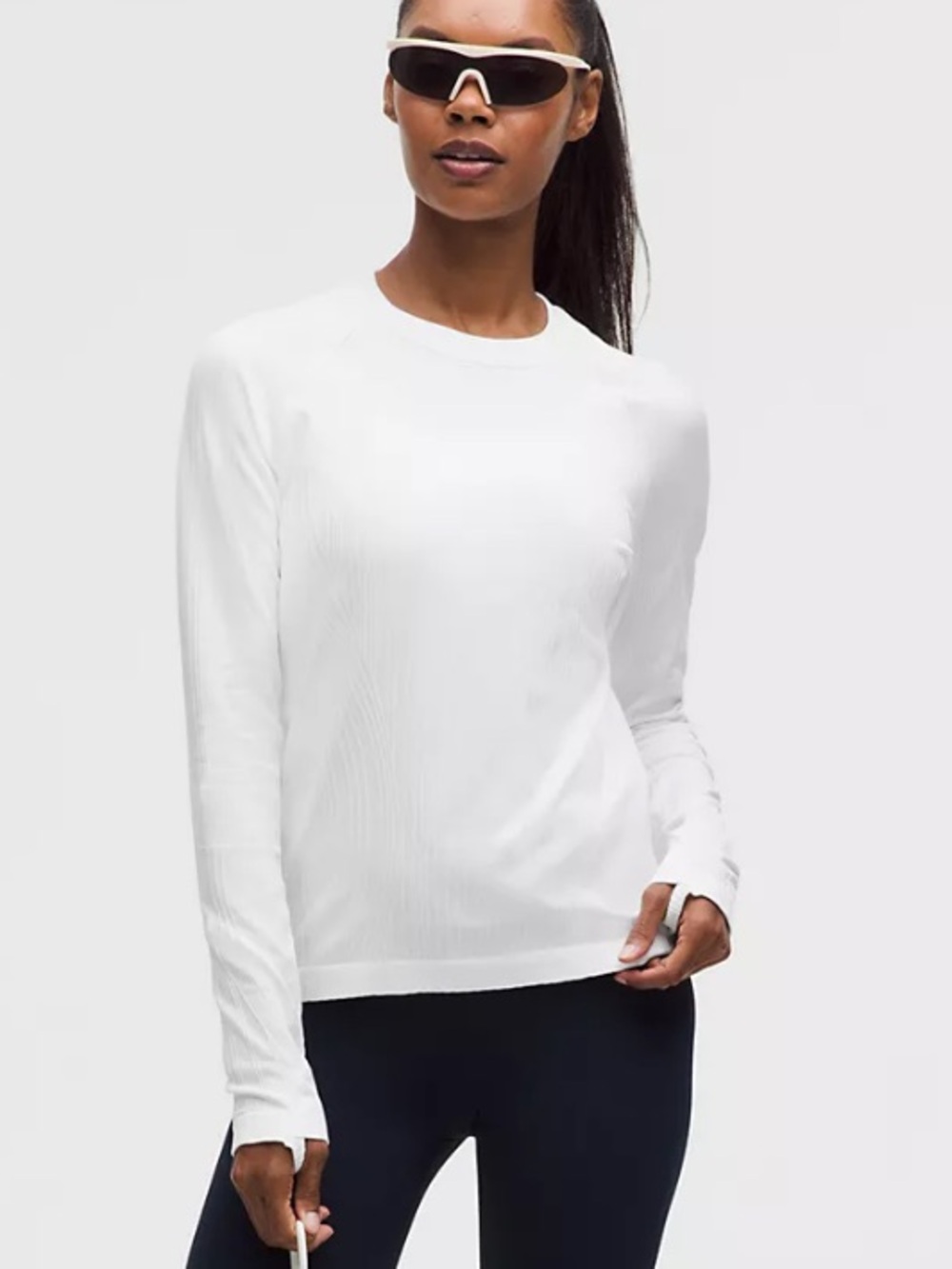 Lululemon White Rest Less Pullover Long Sleeve Top Athletic Lightweight SIZE 4